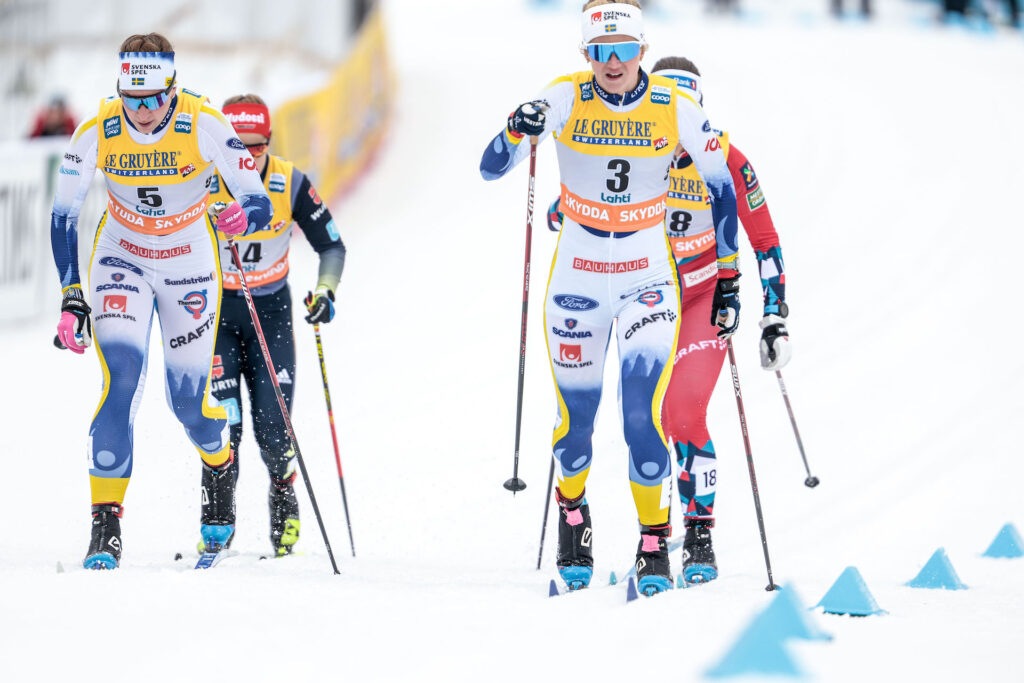 Moa Ilar (SWE), Maja Dahlqvist (SWE), (l-r) - FIS world cup cross-country, individual sprint, Lahti 2023