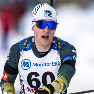 Sebastian Samuelsson of Sweden after competing in the men's 10km sprint during the Swedish Premiere in biathlon on November 17, 2024 in Idre.