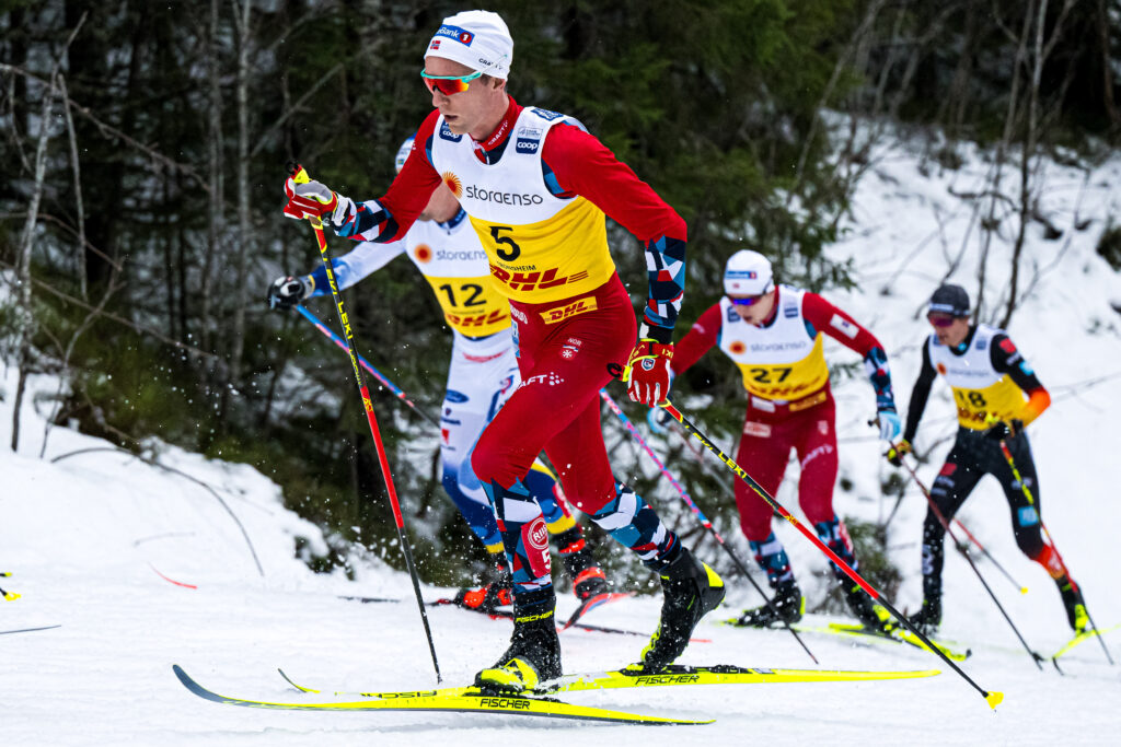 Didrik Tønseth of Norway competes in Men's Cross Country Skiing 20 km mass start free technique during the FIS Cross-Country World Cup on December 16, 2023 in Trondheim.