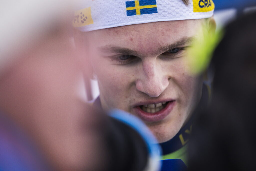 Edvin Anger of Sweden after the men's sprint classic technique final during the FIS Cross-Country World Cup on January 18, 2025 in Les Rousses.