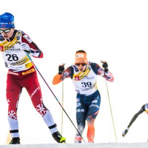 250117 Iver Tildheim Andersen of Norway and Martin Himma of Estonia competes in the men's 10 km interval start free technique during the FIS Cross-Country World Cup on January 17, 2025 in Les Rousses. Photo: / kod MT / MT0713