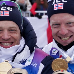 Tarjei Boe (NOR), Johannes Thingnes Boe (NOR), (l-r) - IBU World Championships Biathlon, relay men, Lenzerheide (SUI).