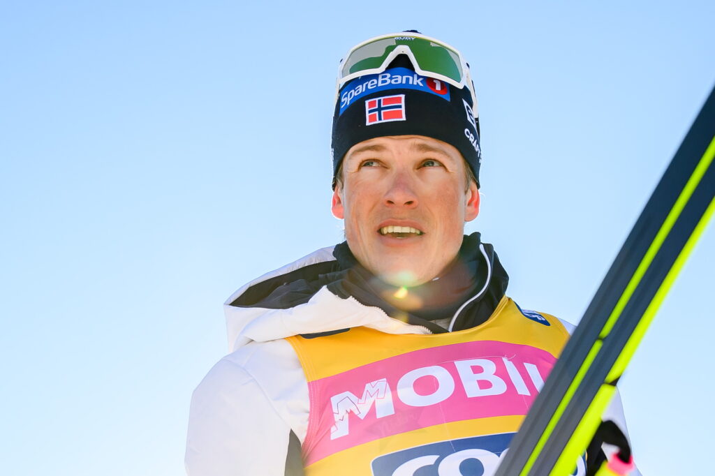 ohannes Høsflot Klæbo of Norway after the Men's Sprint final during the FIS Cross-Country World Cup on February 14, 2025 in Falun.