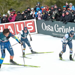 Axel Jutterstroem (SWE), Max Novak (SWE), Thomas Odegaarden (NOR), Eirik Sverdrup Augdal (NOR), (l-r) - Ski Classics Criterium - Orsa Groenklitt (SWE).