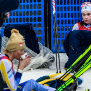 Frida Karlsson of Sweden and Ebba Andersson of Sweden after the women's 50 km free technique mass start during day 12 of the 2025 FIS Nordic Ski World Championships on March 9, 2025 in Trondheim.